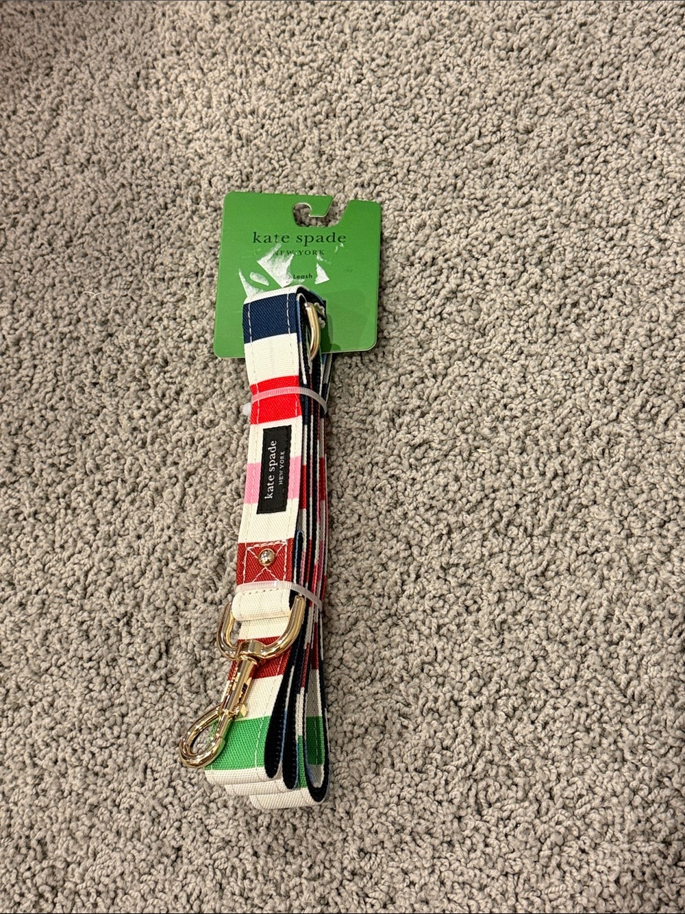 Kate Spade New York Adventure Stripe Dog Leash with Gold Hardware M/L